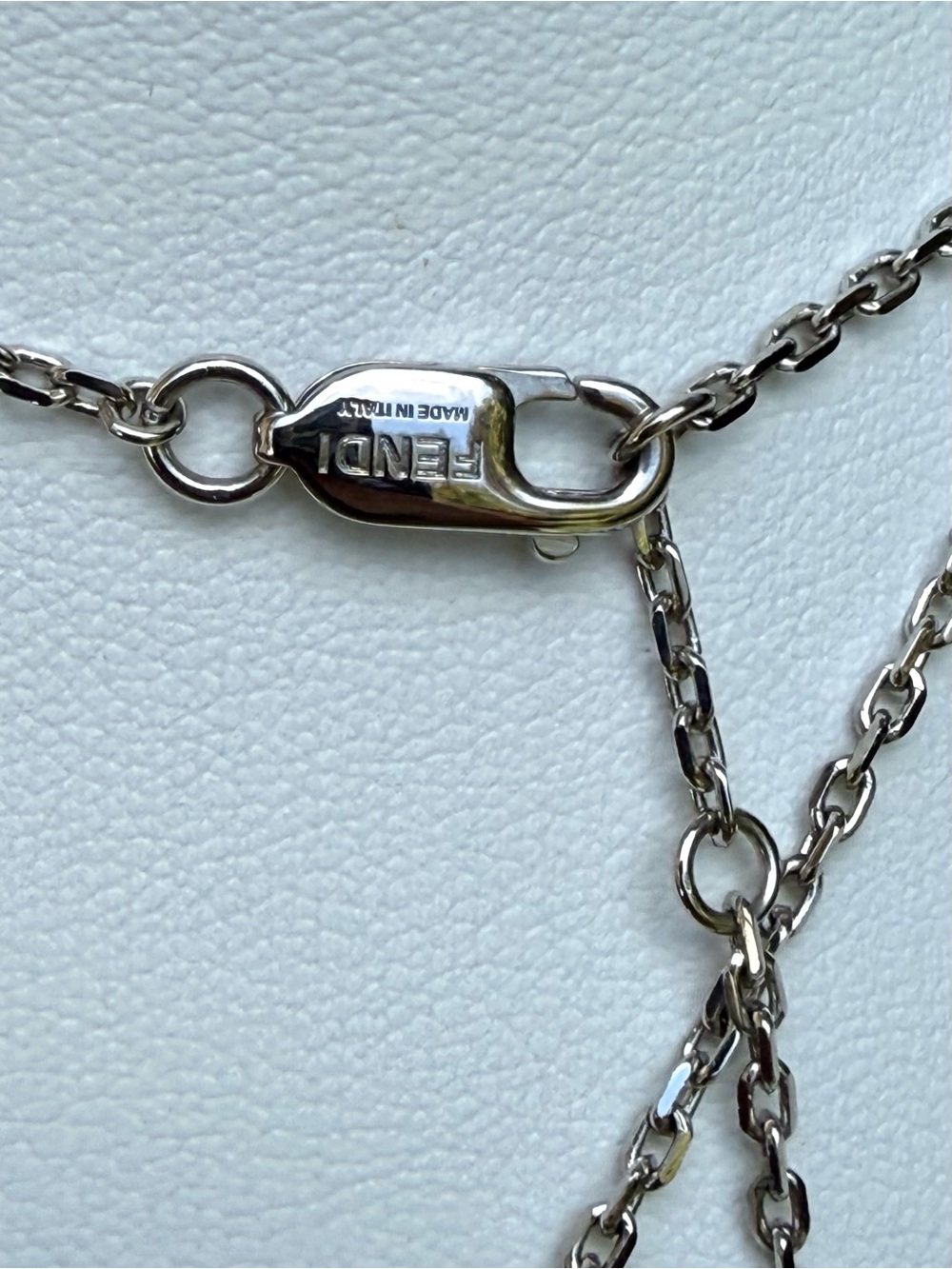 Fendi FF logo Crystal Pendant Chain Necklace in Silver - Picture 7 of 9
